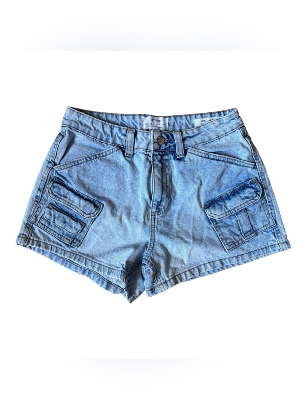 Cotton On Light Wash Denim Cargo Shorts Women's Size 4 High Rise